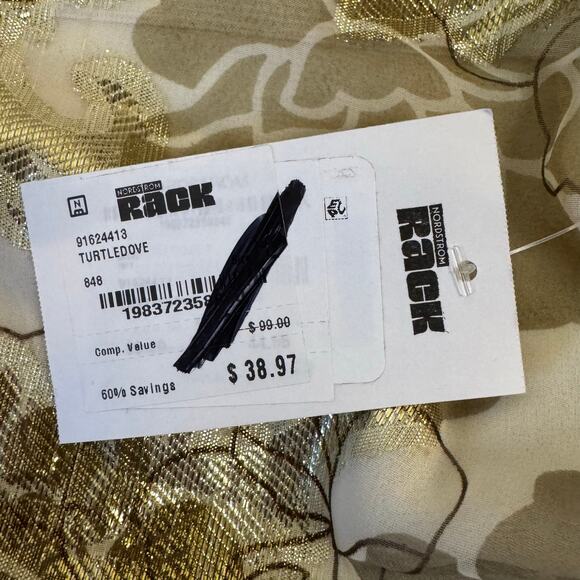 Vince Camuto Midi Skirt Lined Gold Floral Flirty NWT XL Lined Wedding Fairy - Picture 6 of 9